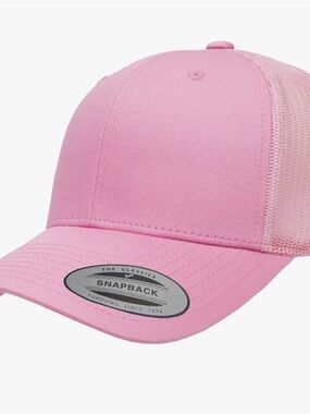 Yupoong Classic Trucker Snapback Hat Pink Mesh One Size Unisex Cap